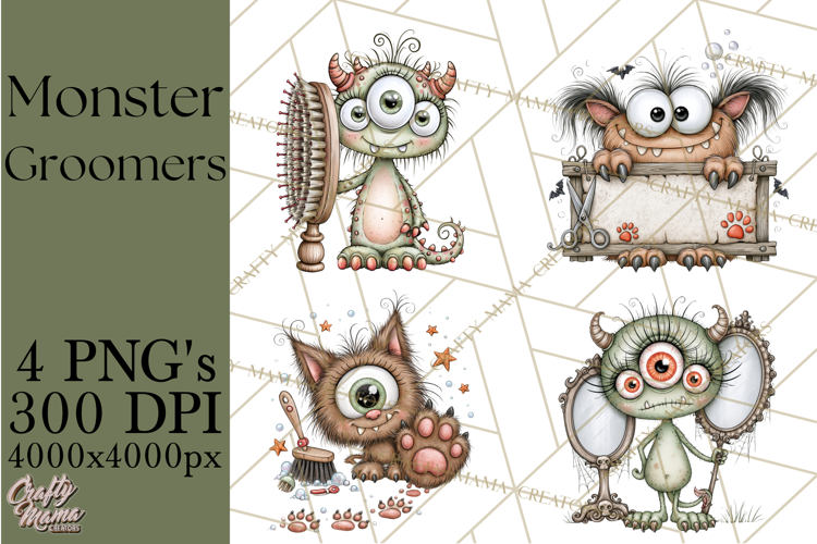 Monster Pet Groomers Halloween Clipart PNG