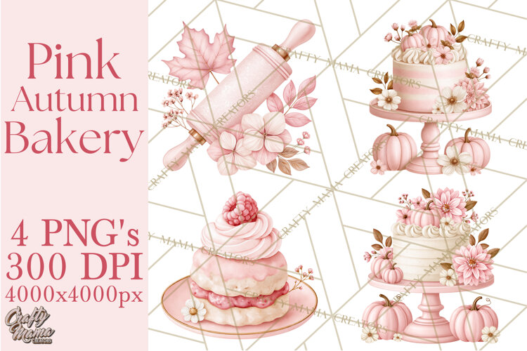 Pink Autumn Bakery Clipart PNG example image 1