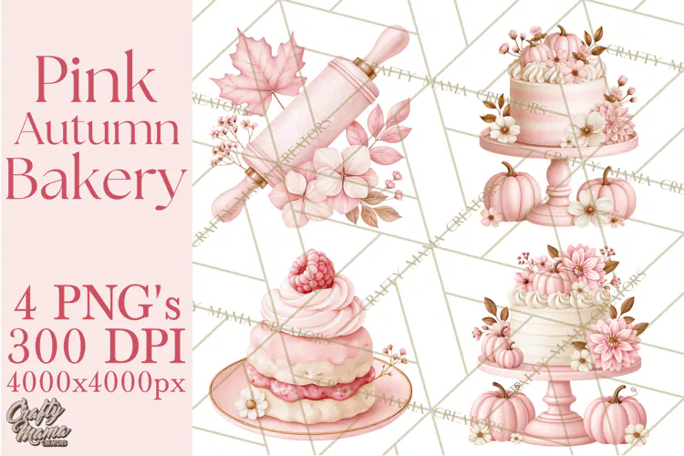 Pink Autumn Bakery Clipart PNG