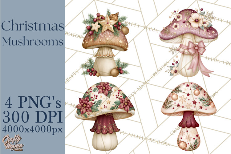 Christmas Mushroom Clipart PNG example image 1