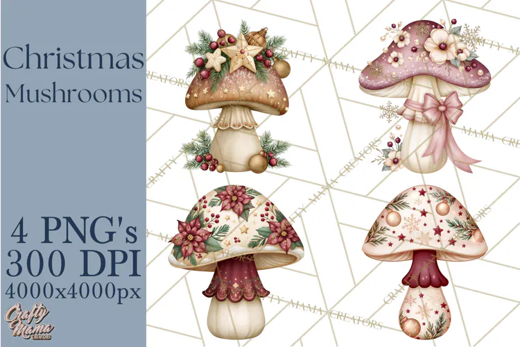Christmas Mushroom Clipart PNG