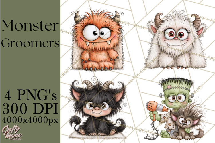 Monster Pet Groomers Halloween Clipart PNG