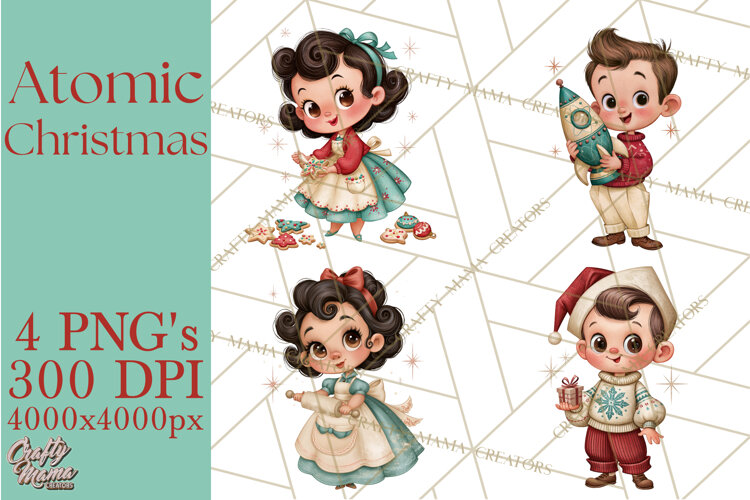 Atomic Age Christmas Clipart PNG, Retro 1950's Winter Decor example image 1