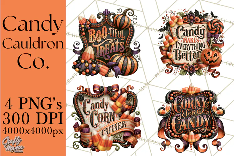 Retro Halloween Candy Shop Clipart PNG