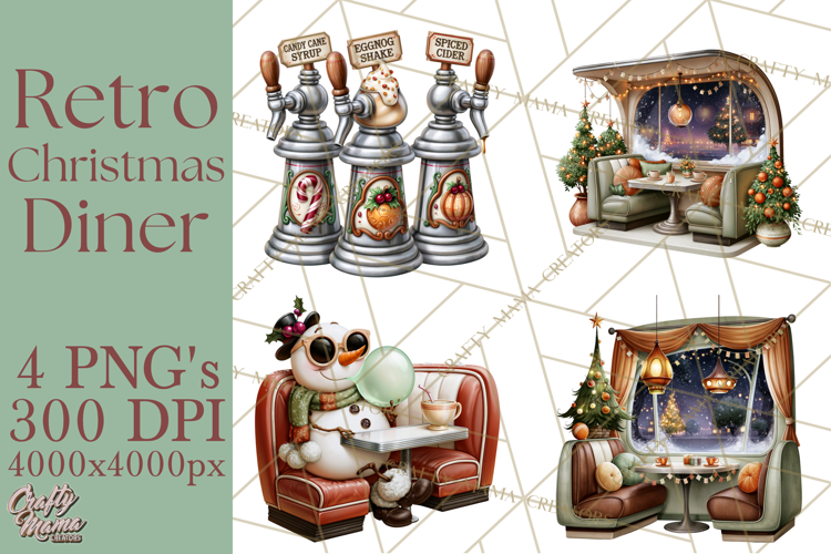 1950s Vintage Christmas Clipart Retro Soda Fountain Clip Art
