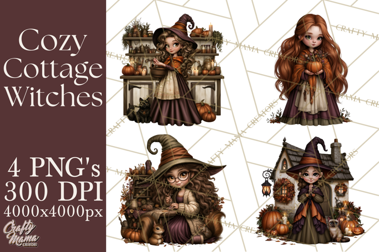 Cozy Cottage Witch PNG, Halloween Clipart