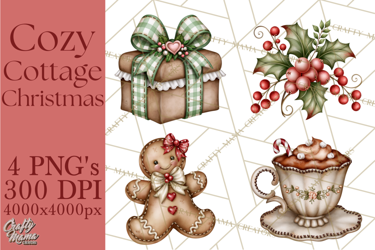 Cozy Cottage Christmas Printable Clipart PNG