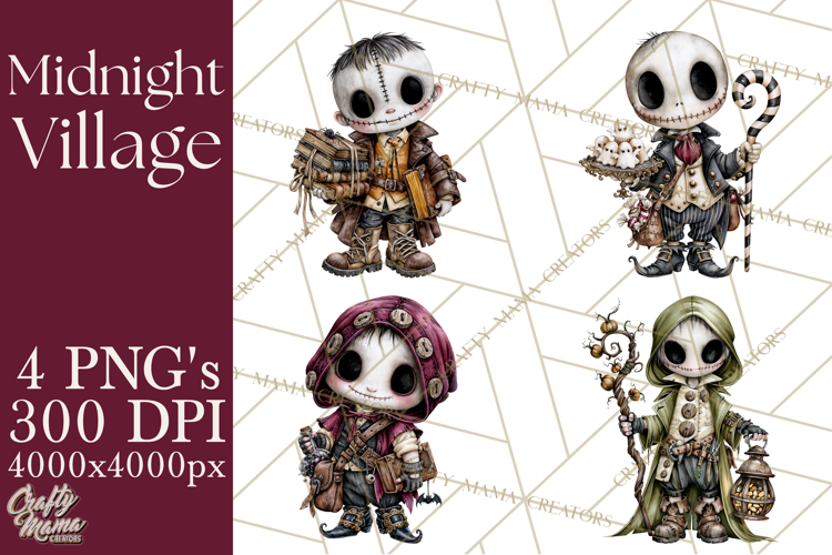 Pumpkin Village Residents PNG Halloween Clipart