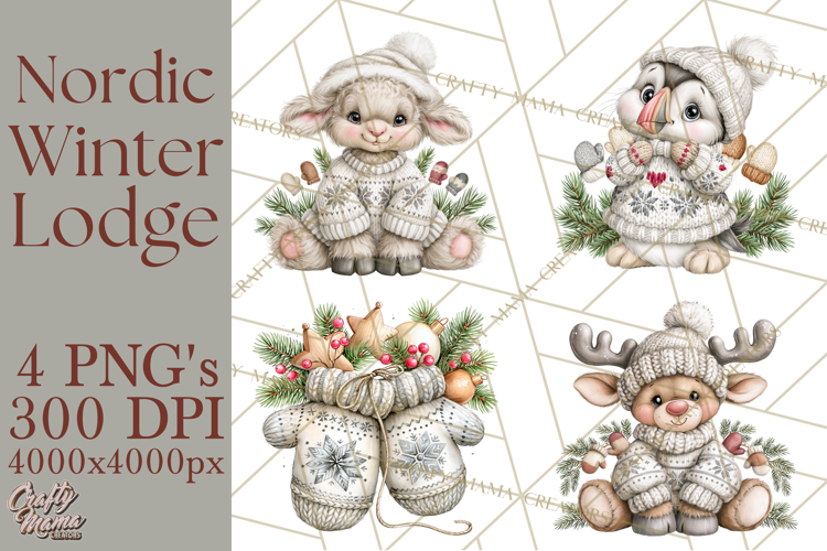 Nordic Winter Lodge Cozy Woodland Clipart PNG