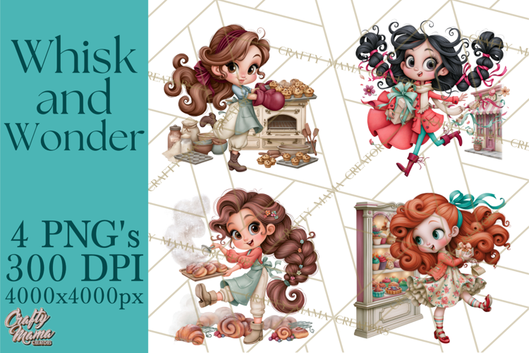 Whimsical Bakery Girls & Boys PNG Clipart, Baker Characters