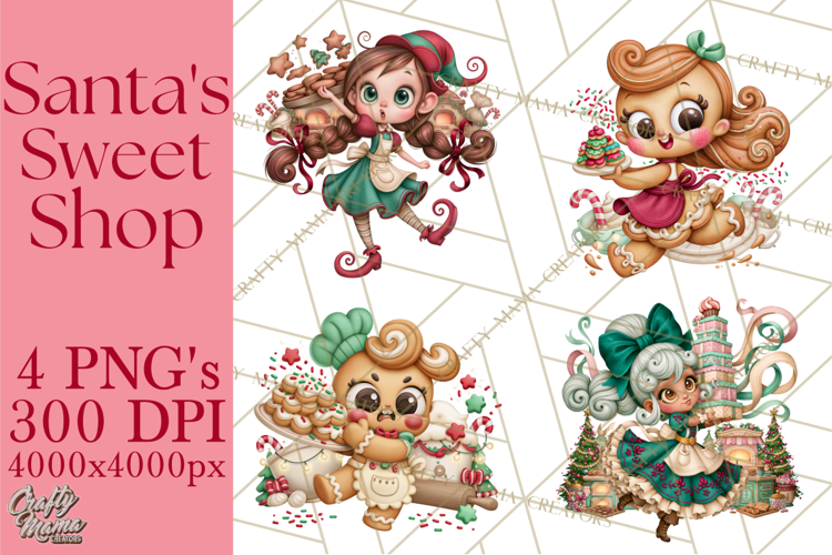 Christmas Bakery PNG Clipart, Santa & Elf Characters, Baker