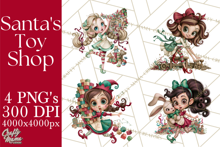 Christmas Toy Shop PNG Clipart, Santa & Elf Characters