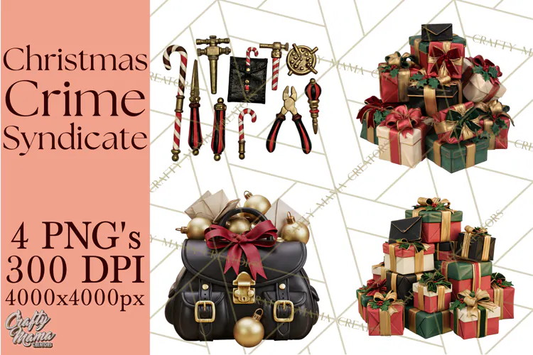 Christmas Crime Syndicate PNG Clipart, Mobster Santa