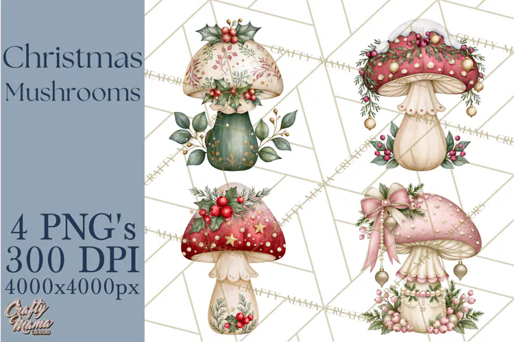 Christmas Mushroom Clipart PNG