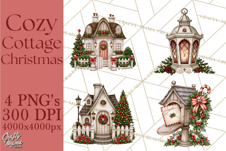 Cozy Cottage Christmas Printable Clipart PNG
