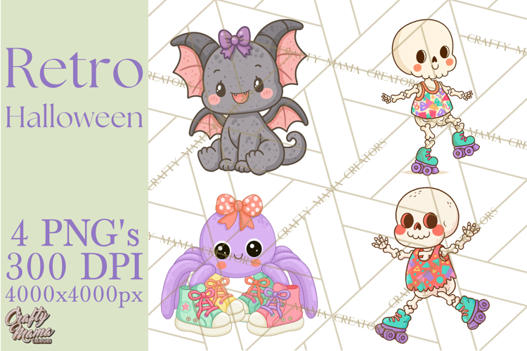 Retro Halloween Graphics, Pastel Spooky PNG, Retro Clip Art