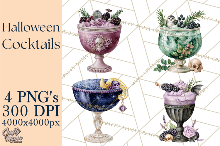 Halloween Cocktails Clipart PNG, Spooky Drinks