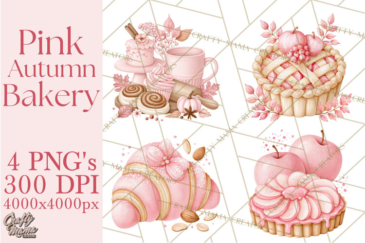 Pink Autumn Bakery Clipart PNG example image 1
