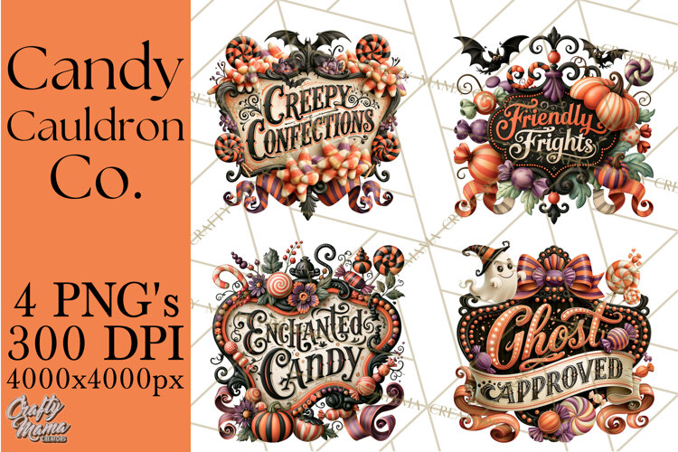 Retro Halloween Candy Shop Clipart PNG example image 1