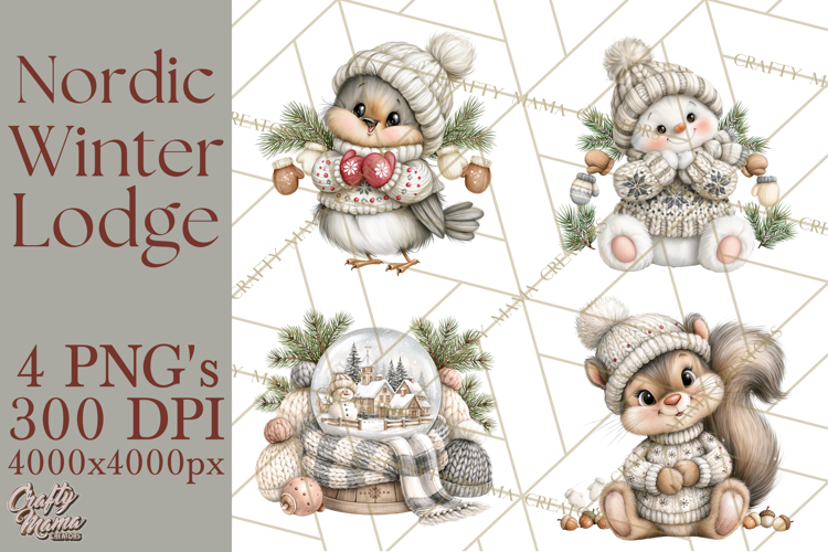 Nordic Winter Lodge Cozy Woodland Clipart PNG