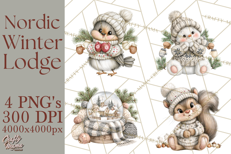 Nordic Winter Lodge Cozy Woodland Clipart PNG
