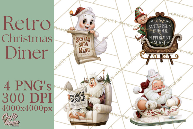 1950s Vintage Christmas Clipart Retro Soda Fountain Clip Art example image 1