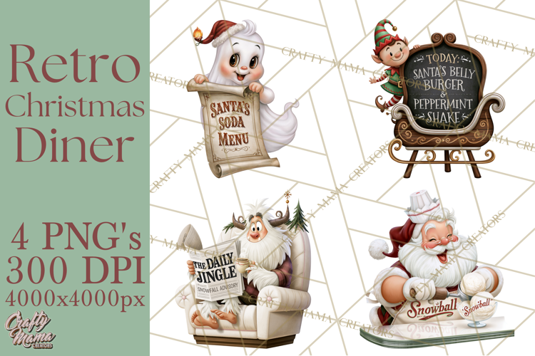 1950s Vintage Christmas Clipart Retro Soda Fountain Clip Art