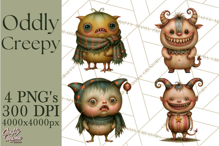 Oddly Creepy Halloween Characters PNG Clipart example image 1