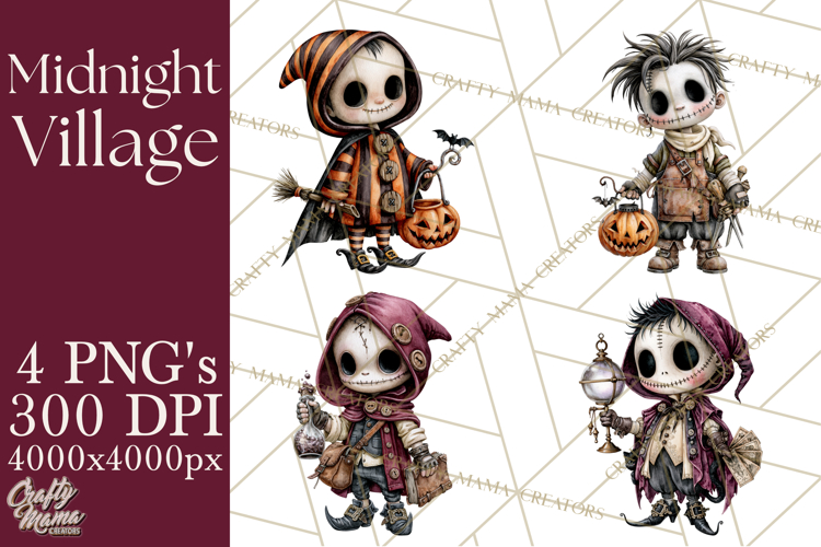 Pumpkin Village Residents PNG Halloween Clipart