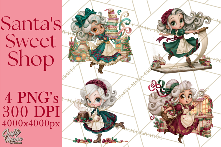 Christmas Bakery PNG Clipart, Santa & Elf Characters, Baker