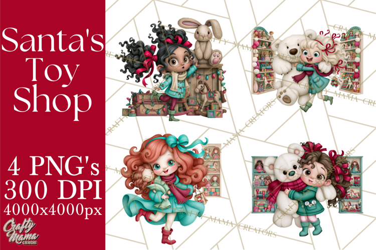 Christmas Toy Shop PNG Clipart, Santa & Elf Characters