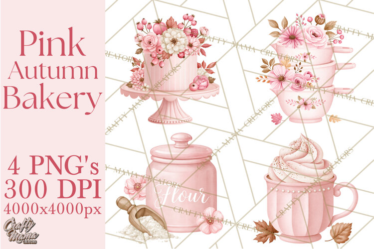 Pink Autumn Bakery Clipart PNG example image 1