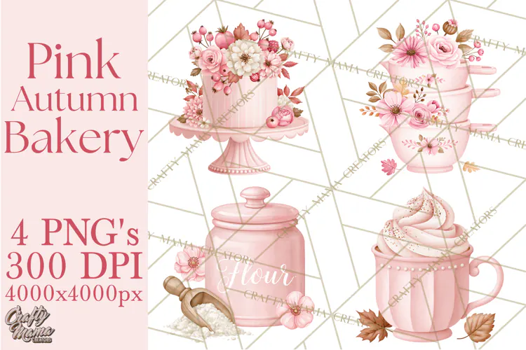 Pink Autumn Bakery Clipart PNG