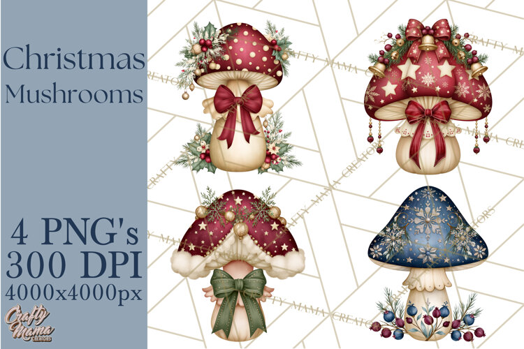 Christmas Mushroom Clipart PNG example image 1