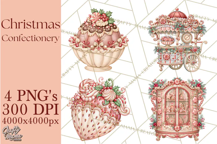 Whimsical Christmas Confectionery PNG Clipart