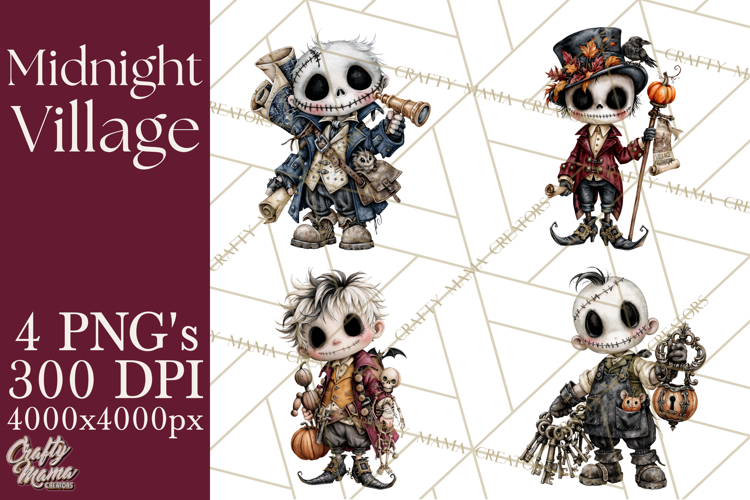 Pumpkin Village Residents PNG Halloween Clipart