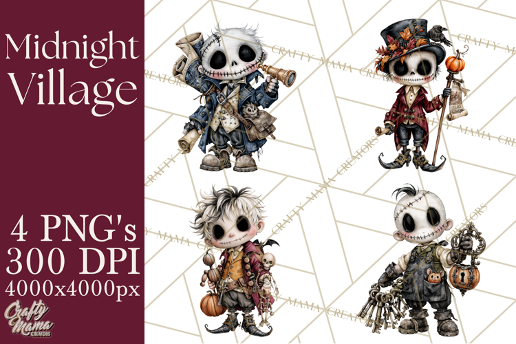 Pumpkin Village Residents PNG Halloween Clipart