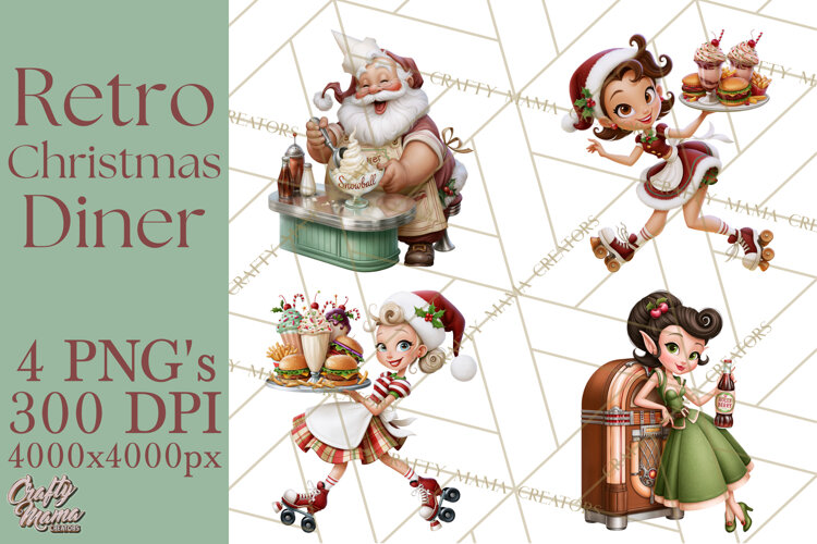 1950s Vintage Christmas Clipart Retro Soda Fountain Clip Art example image 1
