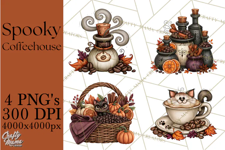Spooky Coffeehouse PNG Clipart