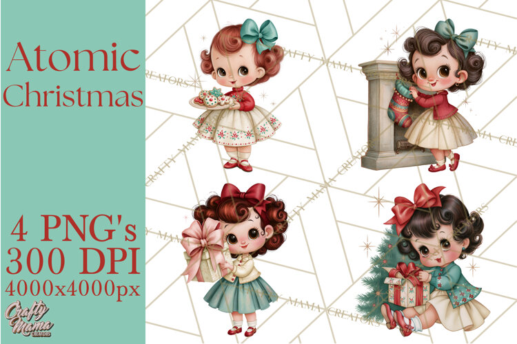 Atomic Age Christmas Clipart PNG, Retro 1950's Winter Decor example image 1
