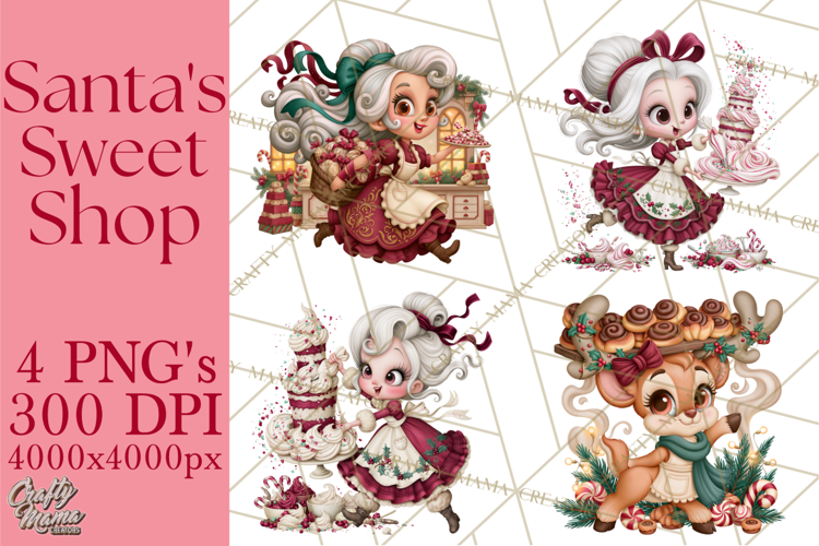 Christmas Bakery PNG Clipart, Santa & Elf Characters, Baker