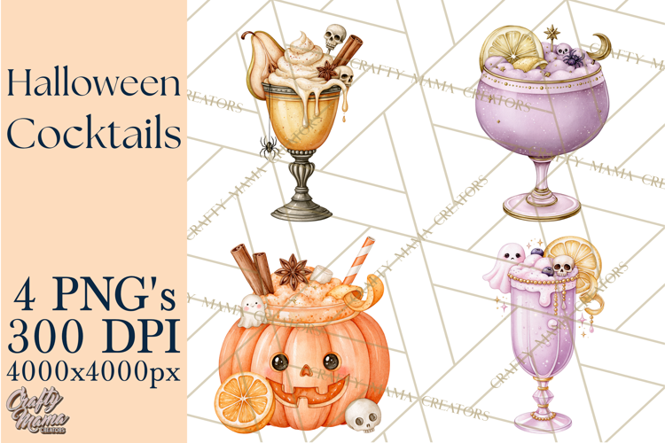 Halloween Cocktails Clipart PNG, Spooky Drinks