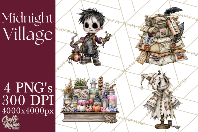 Pumpkin Village Residents PNG Halloween Clipart