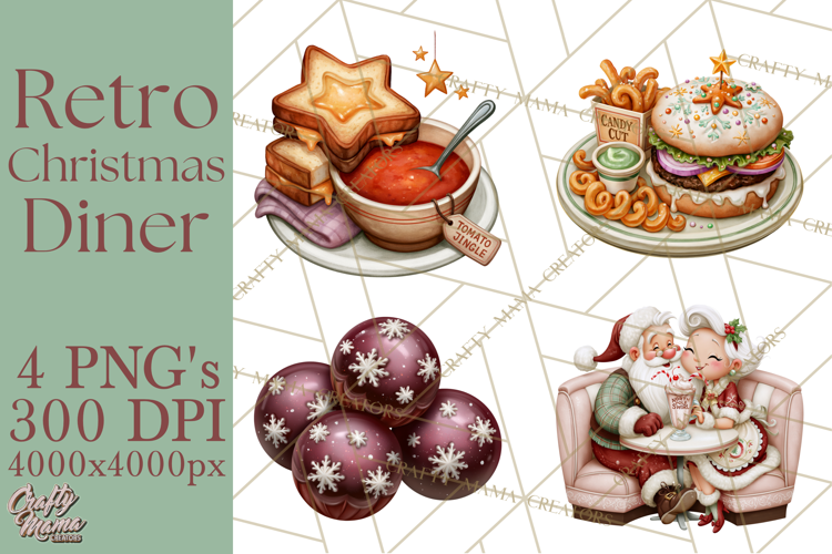 1950s Vintage Christmas Clipart Retro Soda Fountain Clip Art