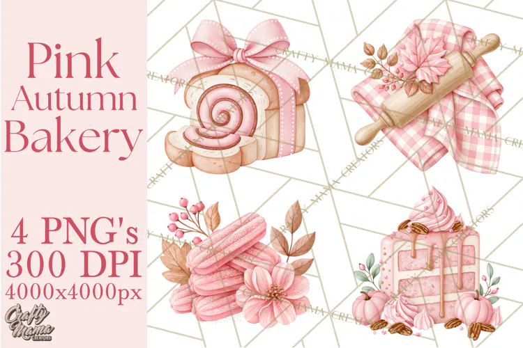 Pink Autumn Bakery Clipart PNG