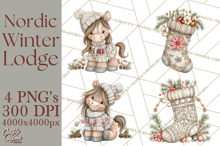 Nordic Winter Lodge Cozy Woodland Clipart PNG