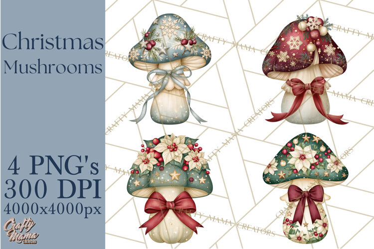 Christmas Mushroom Clipart PNG example image 1
