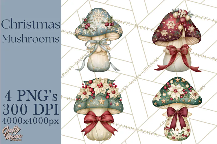 Christmas Mushroom Clipart PNG