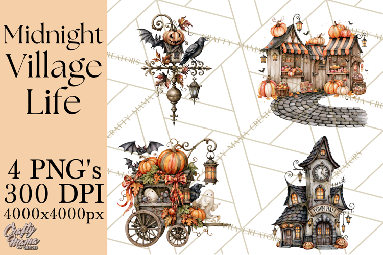 Pumpkin Village Village Life PNG Halloween Clipart