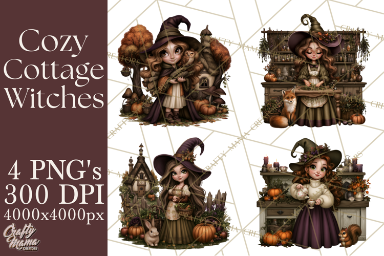 Cozy Cottage Witch PNG, Halloween Clipart
